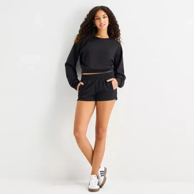 Arizona Juniors Womens Mid Rise Juniors Jogger Short In Black