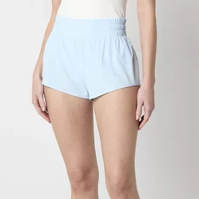 Arizona Juniors Womens Mid Rise Juniors Shortie Short In Blue