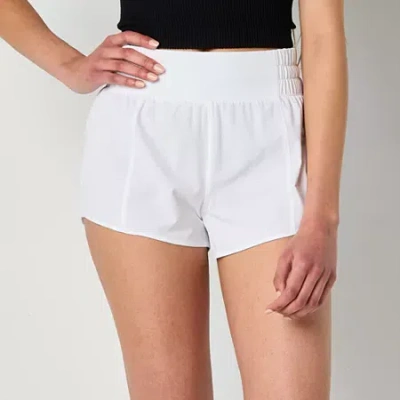 Arizona Juniors Womens Mid Rise Juniors Shortie Short In White