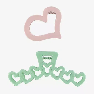 Arizona Light Pink & Green Heart 2-pc. Hair Clip