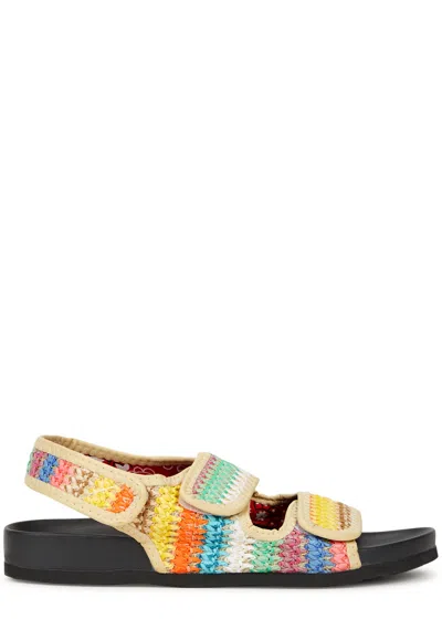 Arizona Love Apache Striped Raffia Sandals In Multicoloured
