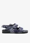 Arizona Love Navy Paisley-print Apache Sandals In Blue