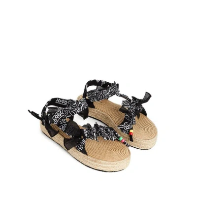 Arizona Love Bandana Trekky Raffia Sandals In Black