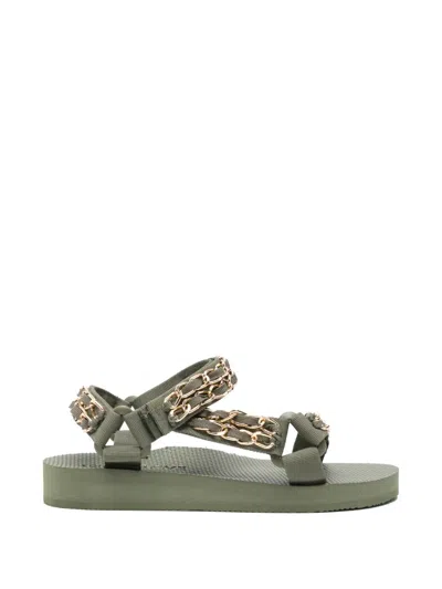 Arizona Love Trekky Chain-embellished Touch-strap Sandals In Green