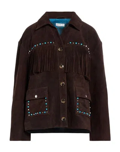Arizona Love Woman Jacket Chocolate Brown Size 2 Cow Leather In Burgundy