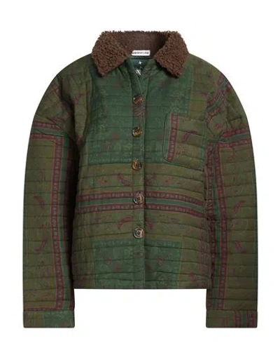 Arizona Love Woman Puffer Dark Green Size 2 Cotton, Polyester