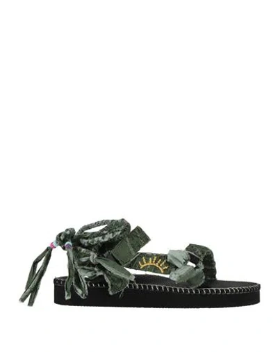 Arizona Love Woman Sandals Military Green Size 8 Textile Fibers In Multi