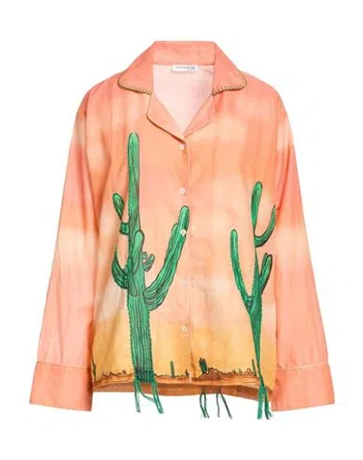 Arizona Love Woman Shirt Salmon Pink Size 2 Cotton In Brown