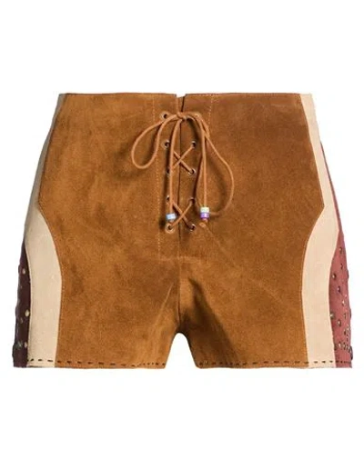Arizona Love Woman Shorts & Bermuda Shorts Camel Size 3 Cow Leather In Brown