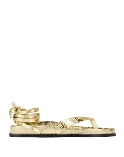 Arizona Love Woman Thong Sandal Gold Size 8 Leather In Multi