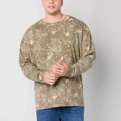 Arizona Mens Big And Tall Long Sleeve Boxy Fit T-shirt In Green