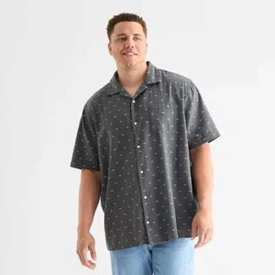 Arizona Mens Big And Tall Short Sleeve Button Down Shirt In Gray