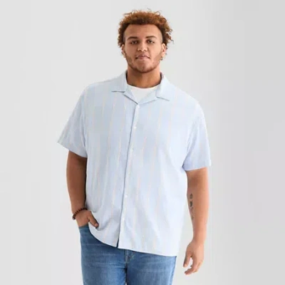 Arizona Mens Big And Tall Short Sleeve Button-down Shirt In Blue