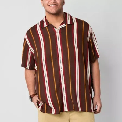 Arizona Mens Big And Tall Short Sleeve Button Down Shirt In Brown