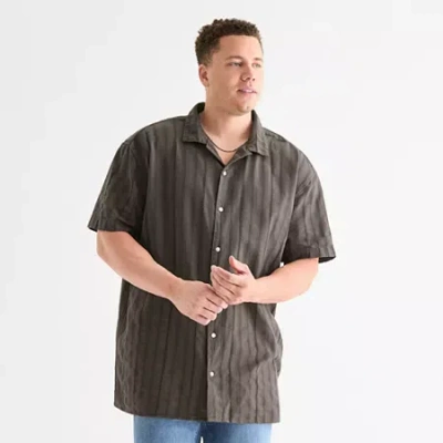 Arizona Mens Big And Tall Short Sleeve Button Down Shirt In Gray