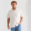 Arizona Mens Big And Tall Short Sleeve Button-down Shirt In Neutral