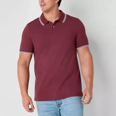 Arizona Mens Big And Tall Short Sleeve Tipped Polo In Animal Print