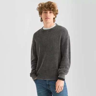 Arizona Mens Crew Neck Long Sleeve Pullover Sweater In Brown