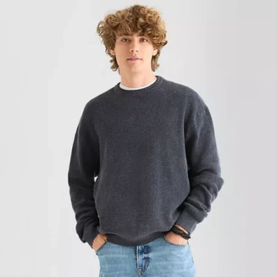 Arizona Mens Crew Neck Long Sleeve Pullover Sweater In Black