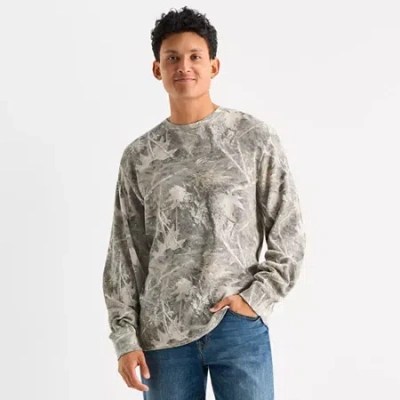Arizona Mens Crew Neck Long Sleeve Regular Fit Thermal Top In Gray