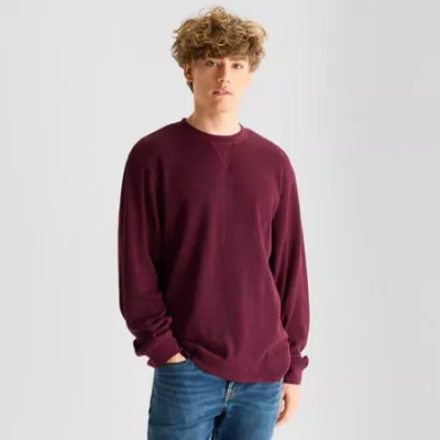 Arizona Mens Crew Neck Long Sleeve Regular Fit Thermal Top In Red