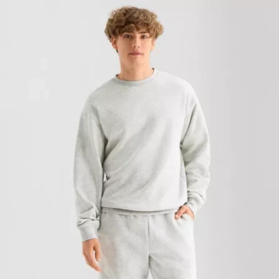 Arizona Mens Crew Neck Long Sleeve Sweatshirt In Gray