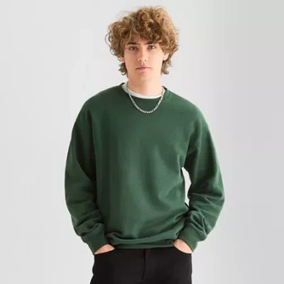 Arizona Mens Crew Neck Long Sleeve Sweatshirt In Green
