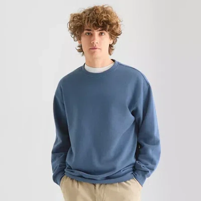 Arizona Mens Crew Neck Long Sleeve Sweatshirt In Blue