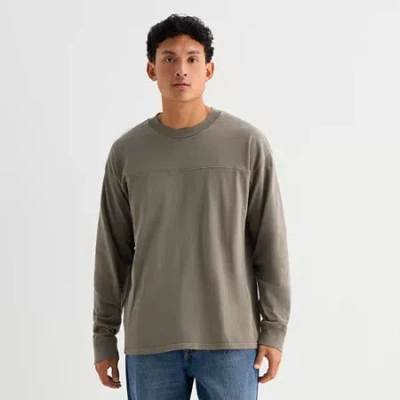 Arizona Mens Crew Neck Long Sleeve T-shirt In Gray