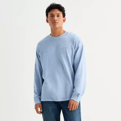 Arizona Mens Crew Neck Long Sleeve T-shirt In Blue