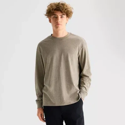 Arizona Mens Crew Neck Long Sleeve T-shirt In Brown