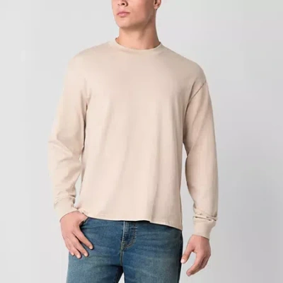 Arizona Mens Crew Neck Long Sleeve T-shirt In Pink