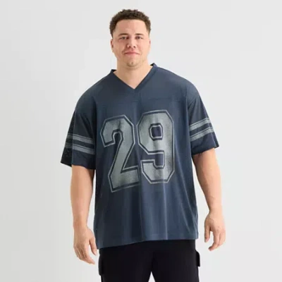 Arizona Mens Crew Neck Short Sleeve Big And Tall Jersey In Blue