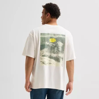 Arizona Mens Crew Neck Short Sleeve Boxy Fit Big And Tall Graphic T-shirt In White