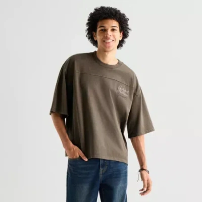 Arizona Mens Crew Neck Short Sleeve Boxy Fit Graphic T-shirt In Brown