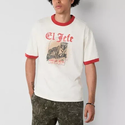 Arizona Mens Crew Neck Short Sleeve Boxy Fit Graphic T-shirt In White