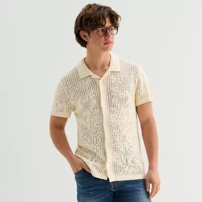 Arizona Mens Crew Neck Short Sleeve Pullover Sweater In Nude