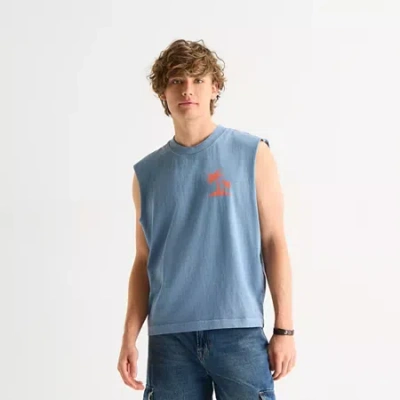Arizona Mens Crew Neck Sleeveless Muscle T-shirt In Blue