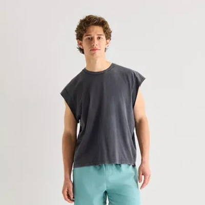 Arizona Mens Crew Neck Sleeveless Tank Top In Gray