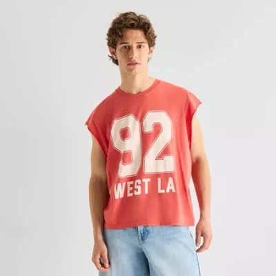 Arizona Mens Crew Neck Sleeveless Tank Top In Red