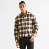 Arizona Mens Long Sleeve Classic Fit Flannel Shirt In Black