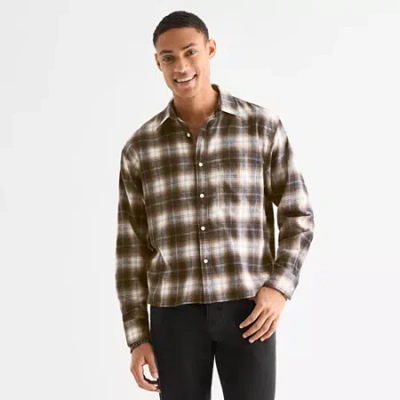 Arizona Mens Long Sleeve Classic Fit Flannel Shirt In Multi