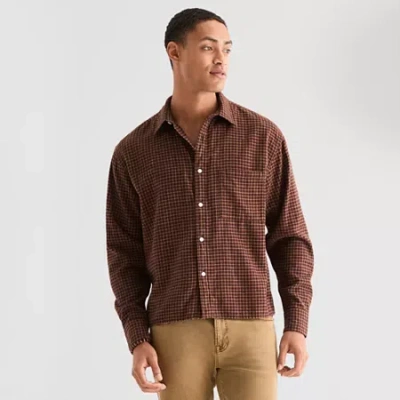 Arizona Mens Long Sleeve Classic Fit Flannel Shirt In Multi