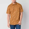 Arizona Mens Easy-on + Easy-off Short Sleeve Regular Fit Big And Tall Button-down Shirt In Brown