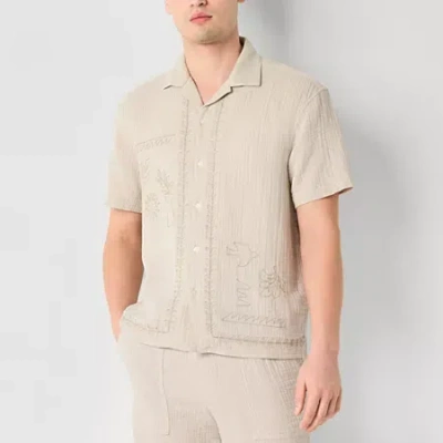 Arizona Mens Embroidered Button-down Shirt In Multi