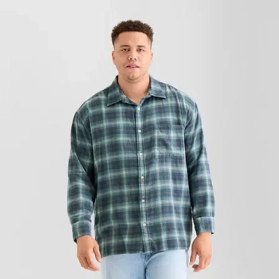 Arizona Mens Long Sleeve Boxy Fit Flannel Shirt In Blue
