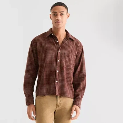 Arizona Mens Long Sleeve Classic Fit Flannel Shirt In Multi