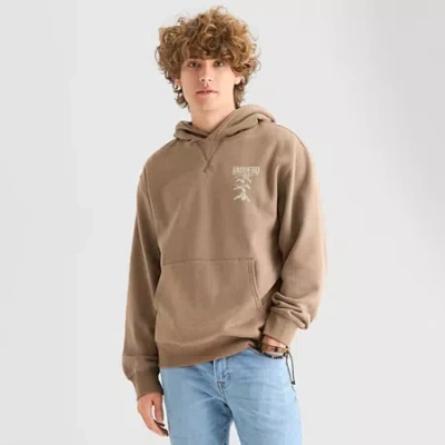 Arizona Mens Long Sleeve Fleece Hoodie In Brown