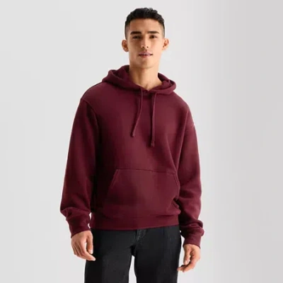 Arizona Mens Long Sleeve Fleece Hoodie In Burgundy