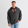 Arizona Mens Long Sleeve Fleece Zipper Big And Tall Hoodie In Gray